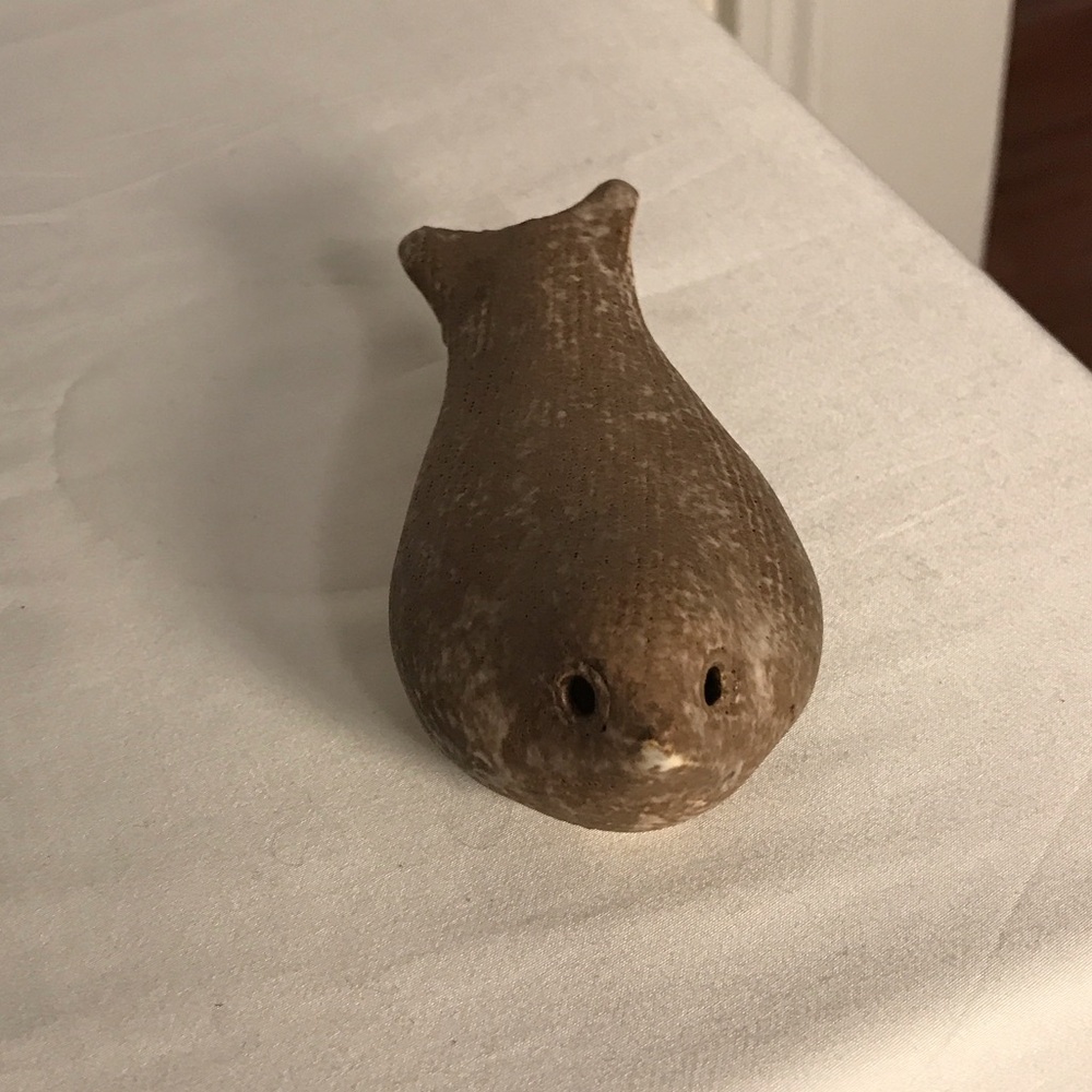 Signed McCarty Pottery Swallow Bird Figurine in Traditional Nutmeg